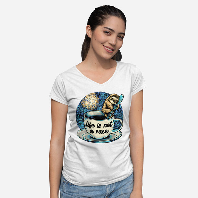 Life Is Not A Race-Womens-V-Neck-Tee-glitchygorilla