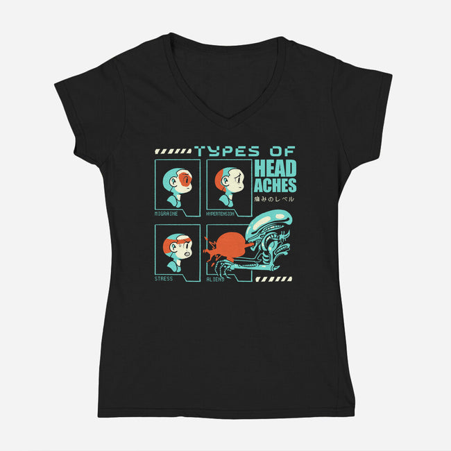 Types Of Headaches-Womens-V-Neck-Tee-Sketchdemao