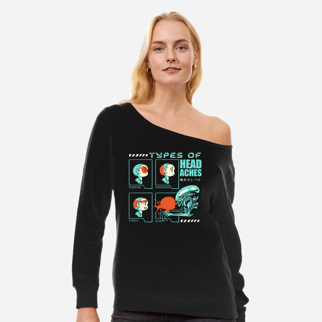 Types Of Headaches-Womens-Off Shoulder-Sweatshirt-Sketchdemao