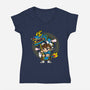 The Blue Dragon Dancer-Womens-V-Neck-Tee-krisren28