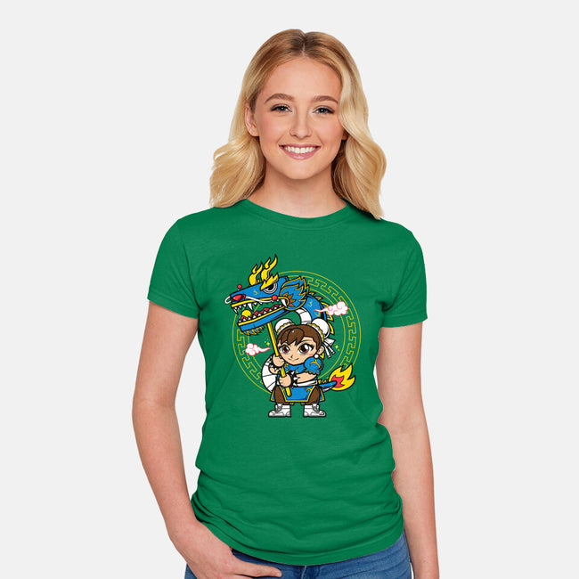 The Blue Dragon Dancer-Womens-Fitted-Tee-krisren28