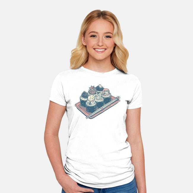 Sushi Family-Womens-Fitted-Tee-glitchygorilla