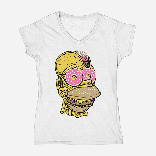 Snack Head-Womens-V-Neck-Tee-glitchygorilla