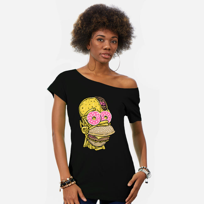 Snack Head-Womens-Off Shoulder-Tee-glitchygorilla