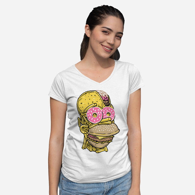 Snack Head-Womens-V-Neck-Tee-glitchygorilla