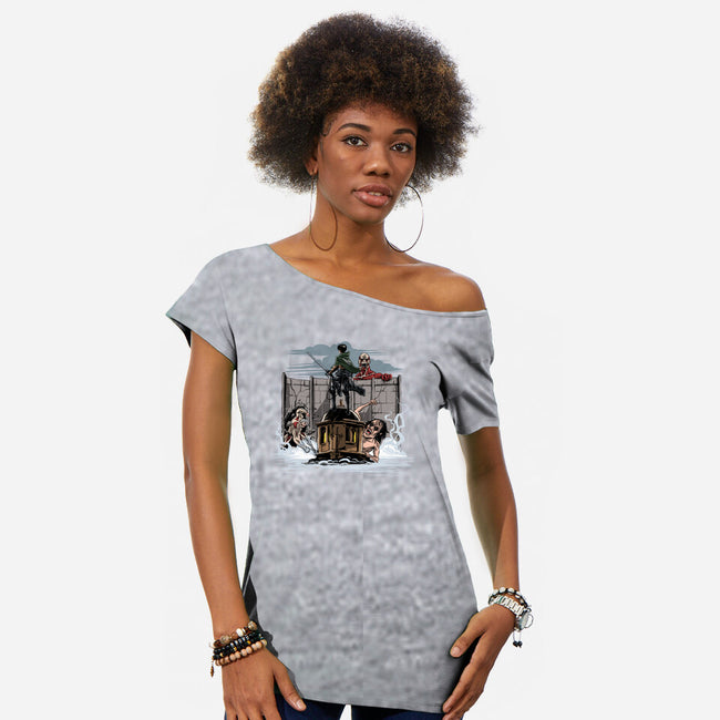 Wanderer Above The Sea Of Titans-Womens-Off Shoulder-Tee-zascanauta