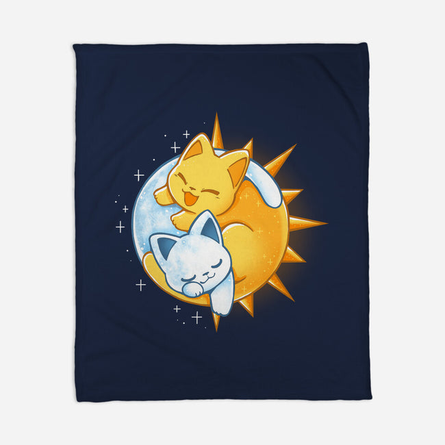 Sun Moon Kitten-None-Fleece-Blanket-Vallina84