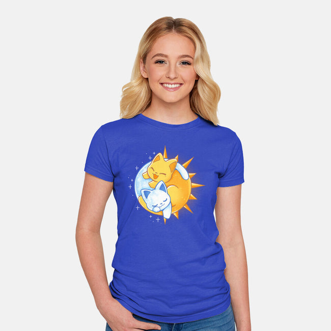 Sun Moon Kitten-Womens-Fitted-Tee-Vallina84