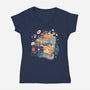 Tiny Gamers-Womens-V-Neck-Tee-eduely