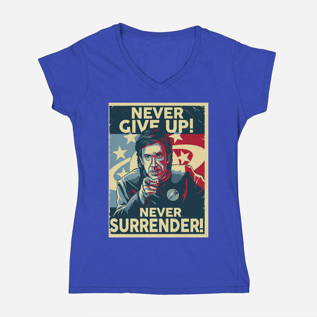 Never Give Up-Womens-V-Neck-Tee-daobiwan