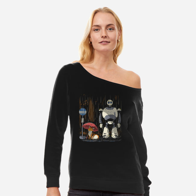 My Neighbor Robot-Womens-Off Shoulder-Sweatshirt-Betmac