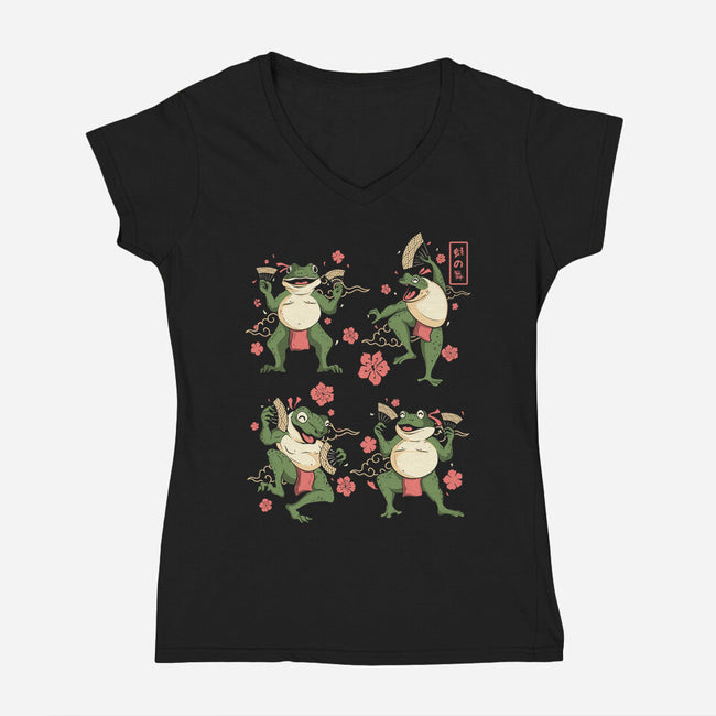 Dance Of The Toads Ukiyo-e-Womens-V-Neck-Tee-constantine2454