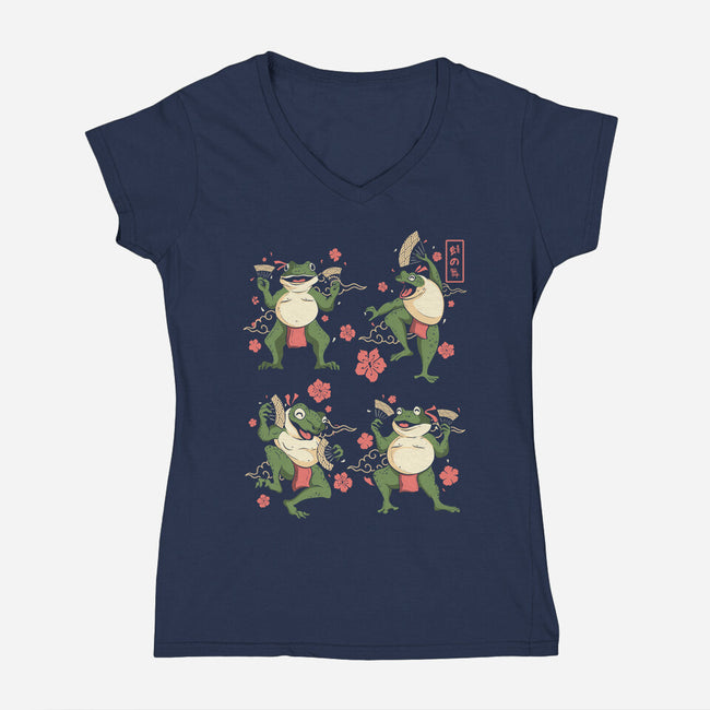 Dance Of The Toads Ukiyo-e-Womens-V-Neck-Tee-constantine2454