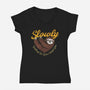 Slowly In Love Sloth-Womens-V-Neck-Tee-dandingeroz