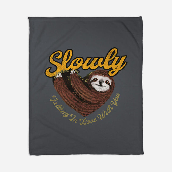 Slowly In Love Sloth-None-Fleece-Blanket-dandingeroz