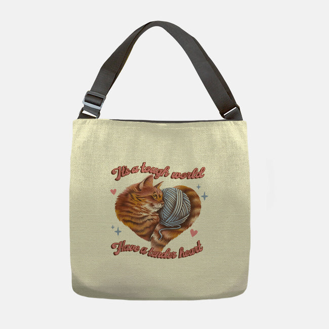 Tender Heart Cat-None-Adjustable Tote-Bag-dandingeroz
