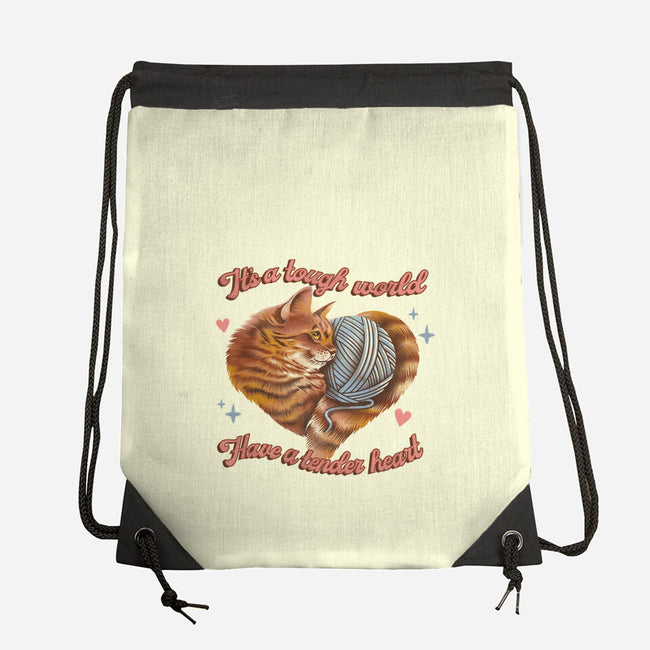 Tender Heart Cat-None-Drawstring-Bag-dandingeroz