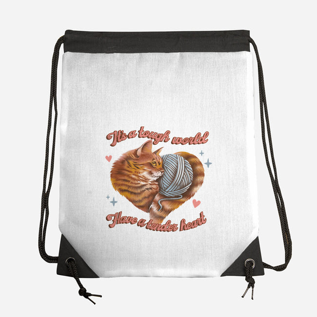 Tender Heart Cat-None-Drawstring-Bag-dandingeroz