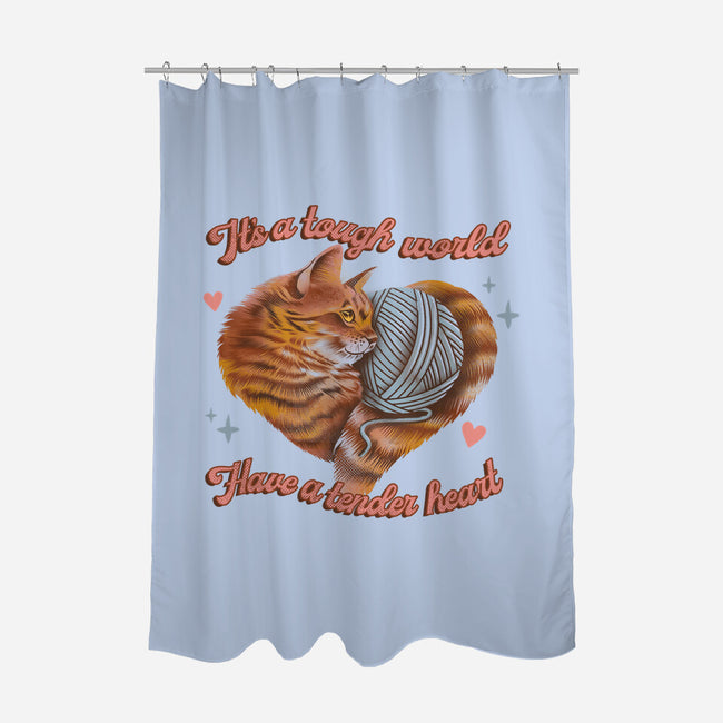 Tender Heart Cat-None-Polyester-Shower Curtain-dandingeroz