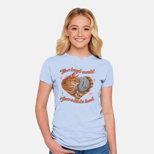 Tender Heart Cat-Womens-Fitted-Tee-dandingeroz