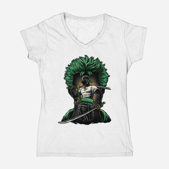 Pirate Hunter Fury-Womens-V-Neck-Tee-glitchygorilla