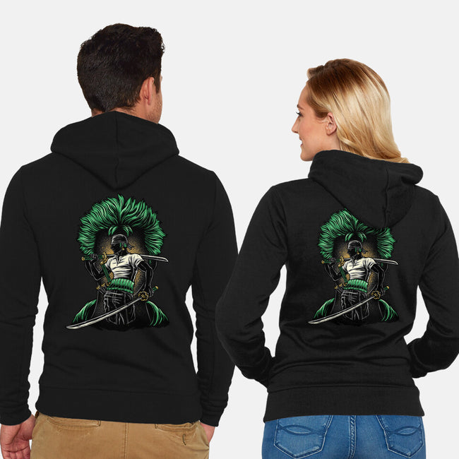 Pirate Hunter Fury-Unisex-Zip-Up-Sweatshirt-glitchygorilla