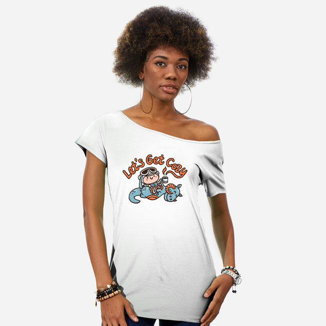 Lets Get Cozy-Womens-Off Shoulder-Tee-Wenceslao A Romero