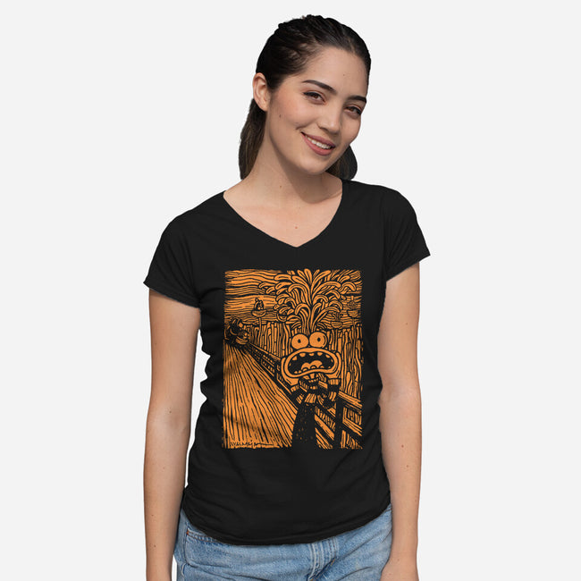 Anxious Scream-Womens-V-Neck-Tee-Wenceslao A Romero