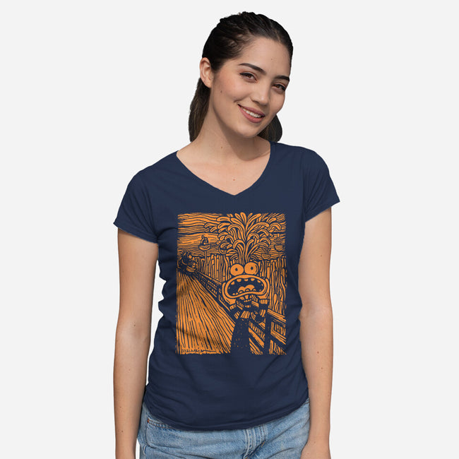 Anxious Scream-Womens-V-Neck-Tee-Wenceslao A Romero