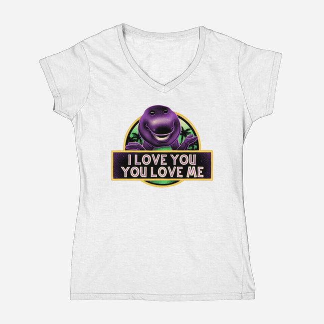 Purple Friend-Womens-V-Neck-Tee-glitchygorilla