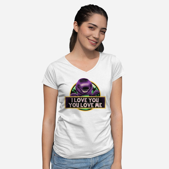 Purple Friend-Womens-V-Neck-Tee-glitchygorilla