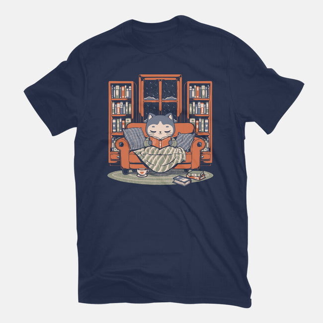 Cozy Book Winter Cat-Unisex-Basic-Tee-Studio Mootant