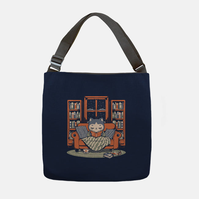 Cozy Book Winter Cat-None-Adjustable Tote-Bag-Studio Mootant