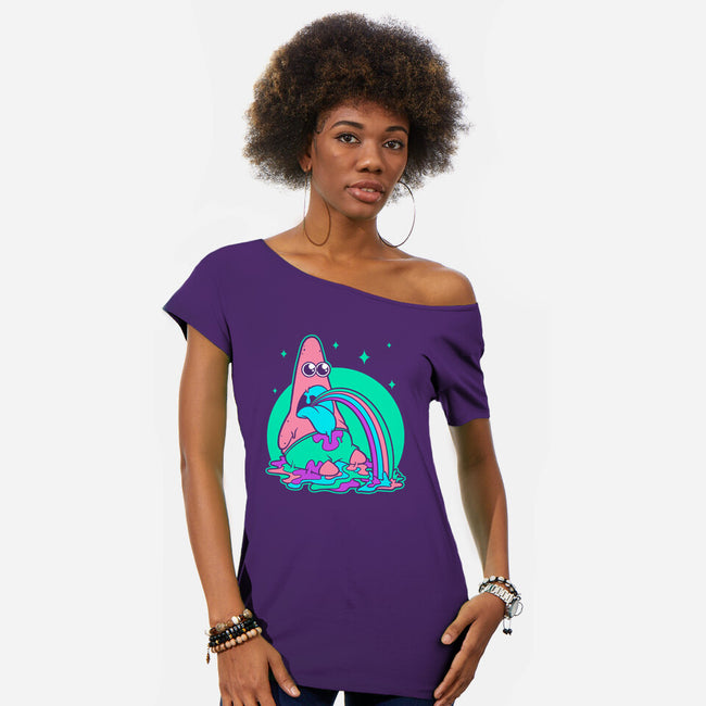 Star Cartoon Psychedelic-Womens-Off Shoulder-Tee-Studio Mootant