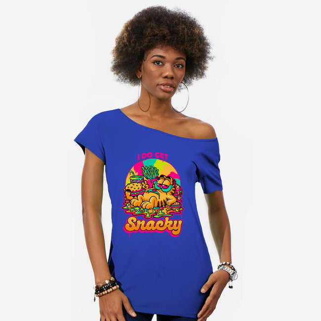 Cat Psychedelic Food Trip-Womens-Off Shoulder-Tee-Studio Mootant