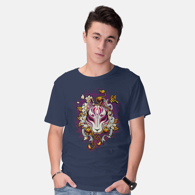 Kitsune Fox Spirit Mask-Mens-Basic-Tee-Angoes25