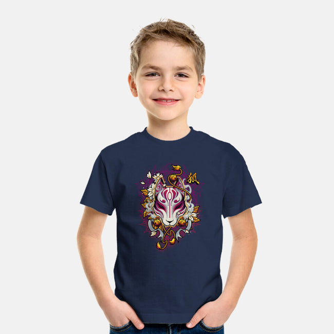 Kitsune Fox Spirit Mask-Youth-Basic-Tee-Angoes25