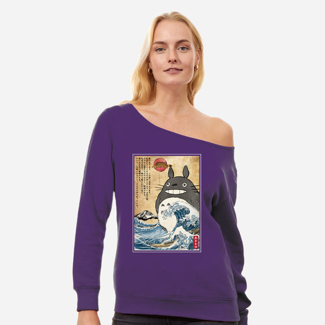 My Neighbor In Japan Woodblock-Womens-Off Shoulder-Sweatshirt-DrMonekers