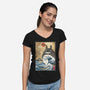 My Neighbor In Japan Woodblock-Womens-V-Neck-Tee-DrMonekers