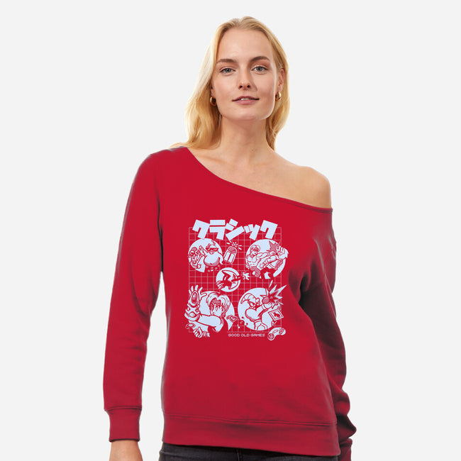 Good Old Games 02-Womens-Off Shoulder-Sweatshirt-Sketchdemao