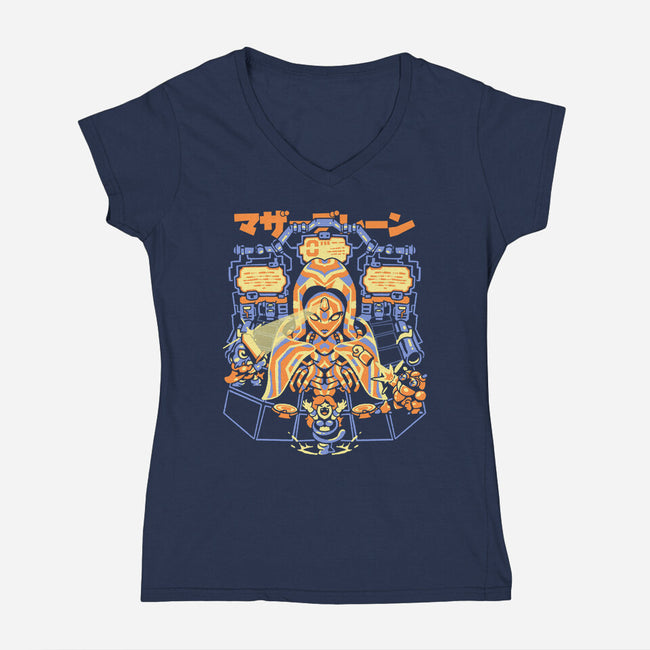 Mother Brain-Womens-V-Neck-Tee-Sketchdemao