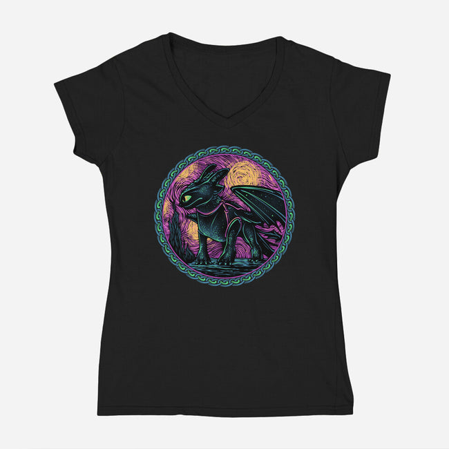 Fury Of The Night Sky-Womens-V-Neck-Tee-glitchygorilla