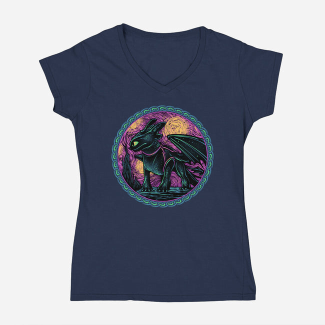 Fury Of The Night Sky-Womens-V-Neck-Tee-glitchygorilla