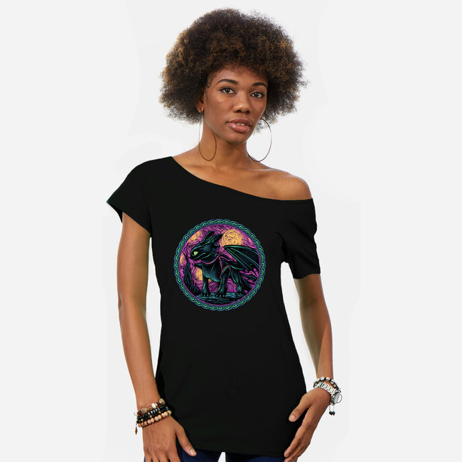 Fury Of The Night Sky-Womens-Off Shoulder-Tee-glitchygorilla