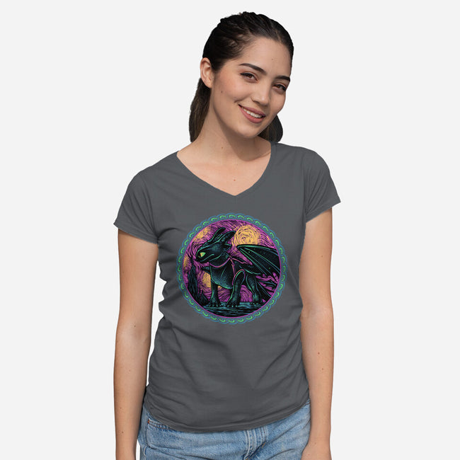 Fury Of The Night Sky-Womens-V-Neck-Tee-glitchygorilla