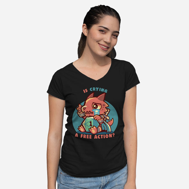 Crying Is A Free Action-Womens-V-Neck-Tee-TechraNova