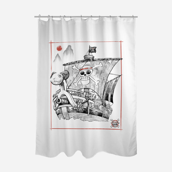 Going Merry Sumi-E-None-Polyester-Shower Curtain-Astrobot Invention