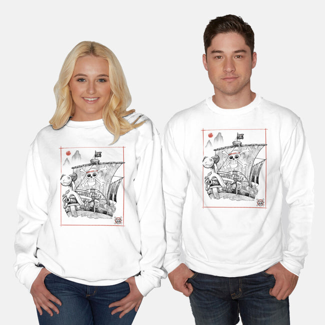 Going Merry Sumi-E-Unisex-Crew Neck-Sweatshirt-Astrobot Invention