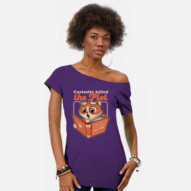 Curious Cat Book-Womens-Off Shoulder-Tee-Studio Mootant