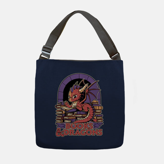 Books And Dragons-None-Adjustable Tote-Bag-Studio Mootant